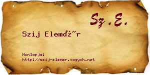 Szij Elemér névjegykártya